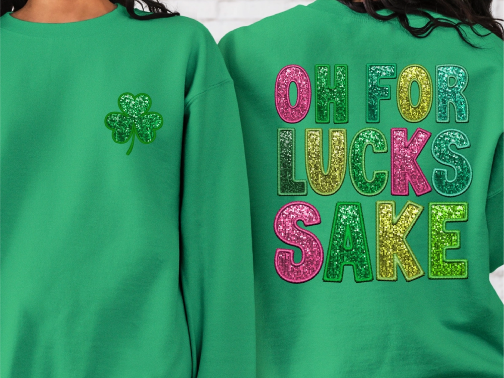 Oh For Lucks Sake Faux Glitter Embroidery