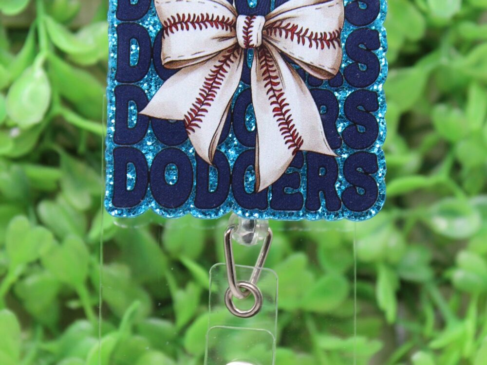 Dodgers Baseball Repeat with Bow Badge/ID Holder Reel