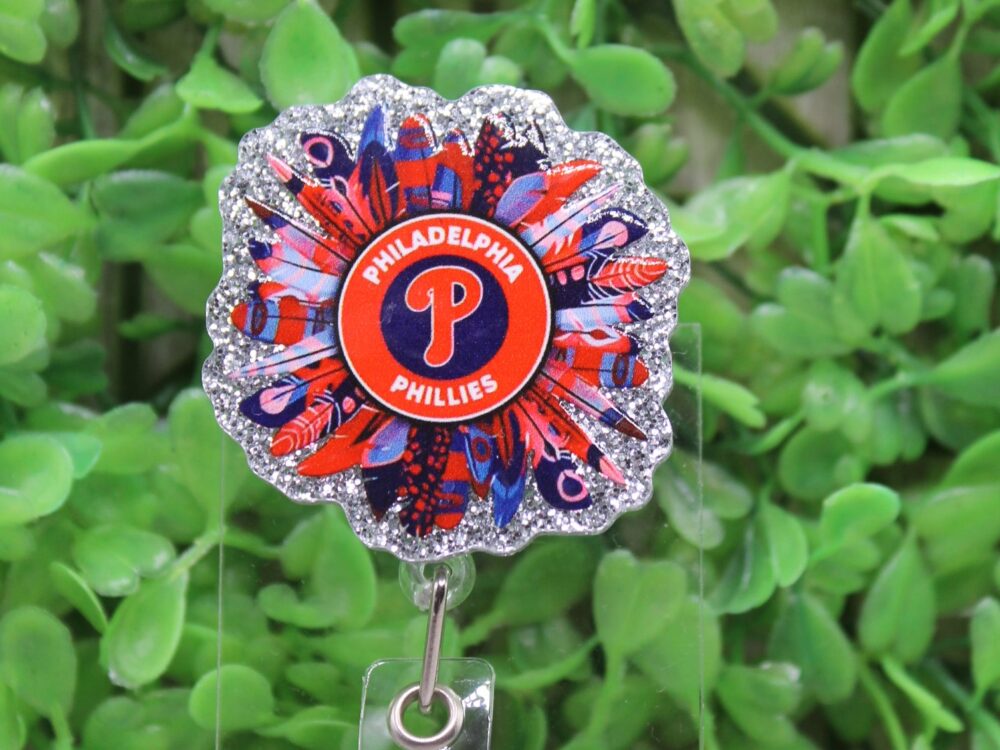 Phillies Baseball Feathers Badge/ID Holder Reel
