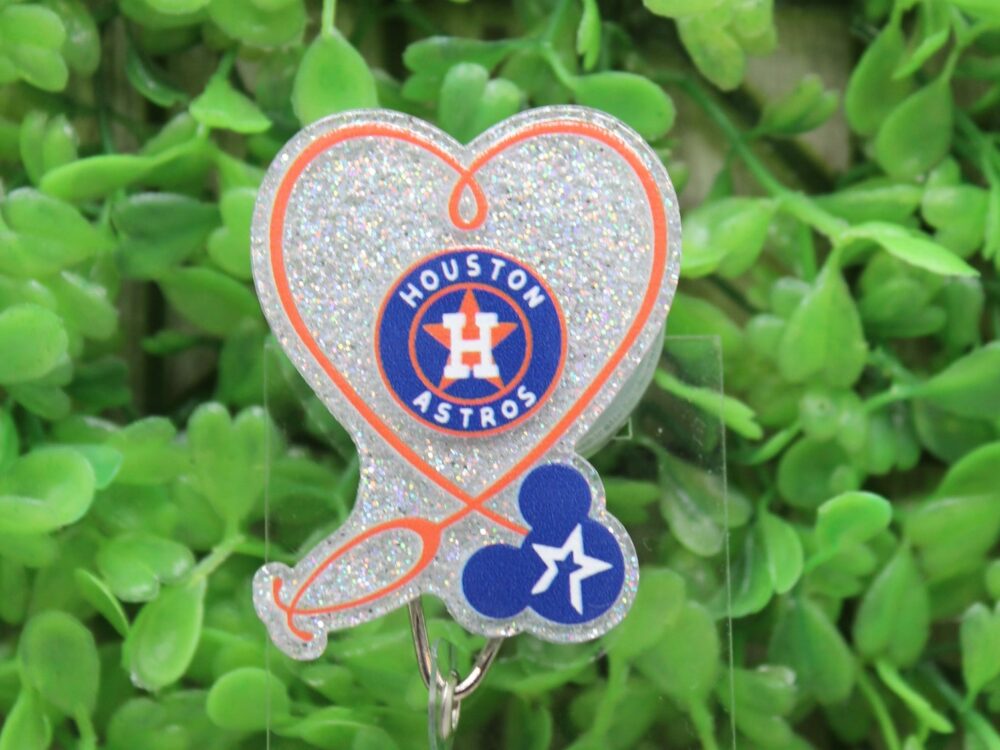 Houston Astros Baseball Stethoscope Badge/ID Holder Reel