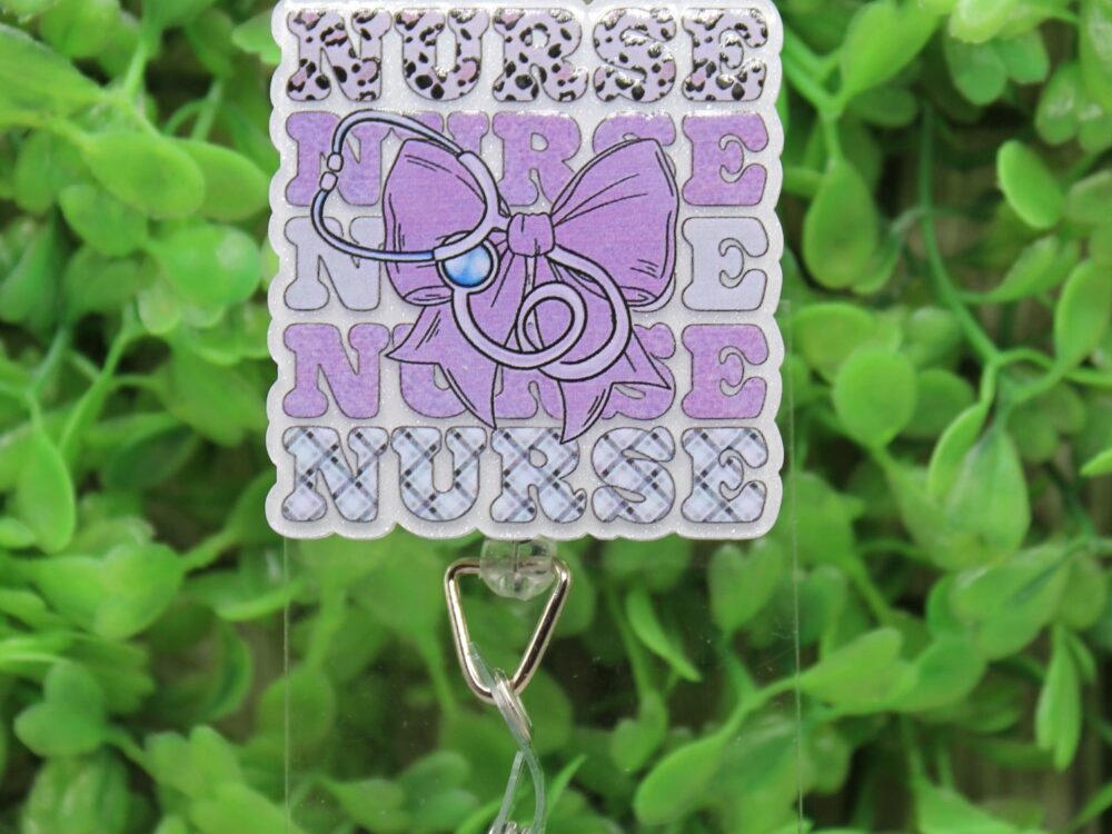 NURSE Purple Repeat Badge/ID Holder Reel