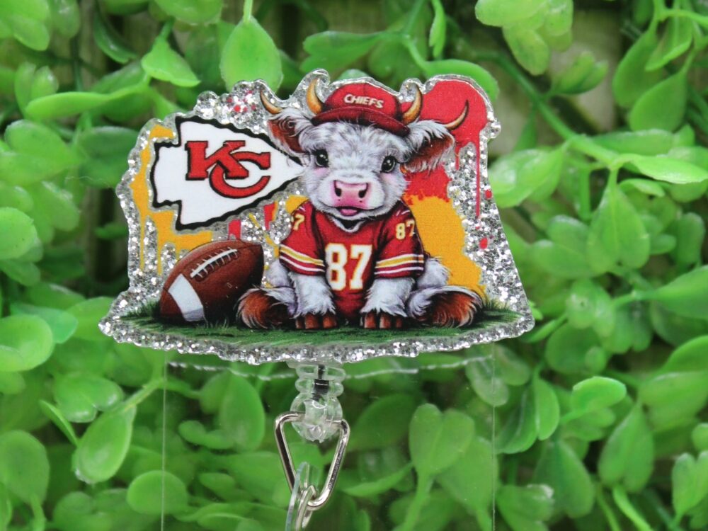 KC Chiefs Football Cow Badge/ID Holder Reel