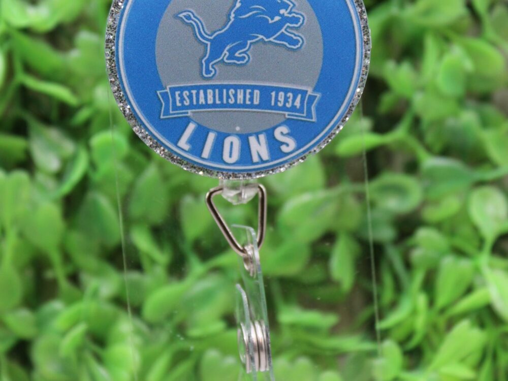 Detroit Lions Silver Circle Badge/ID Holder Reel