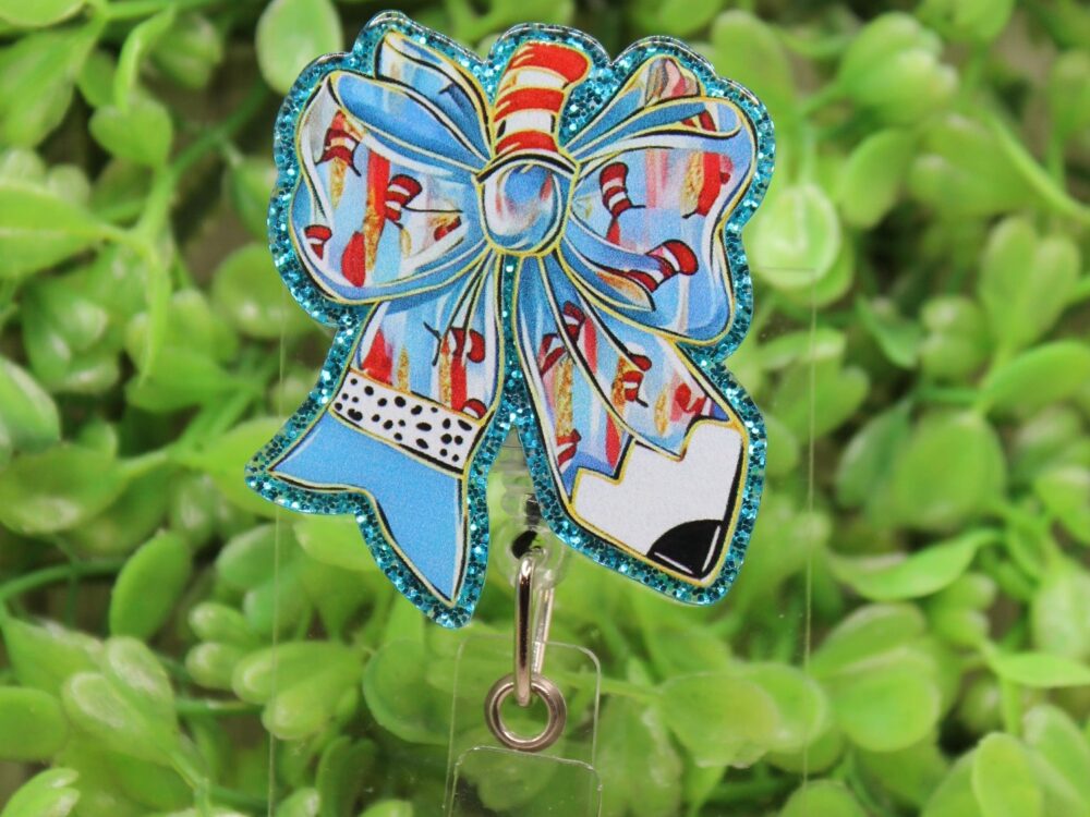 Dr Suess Pencil Bow Badge Reel