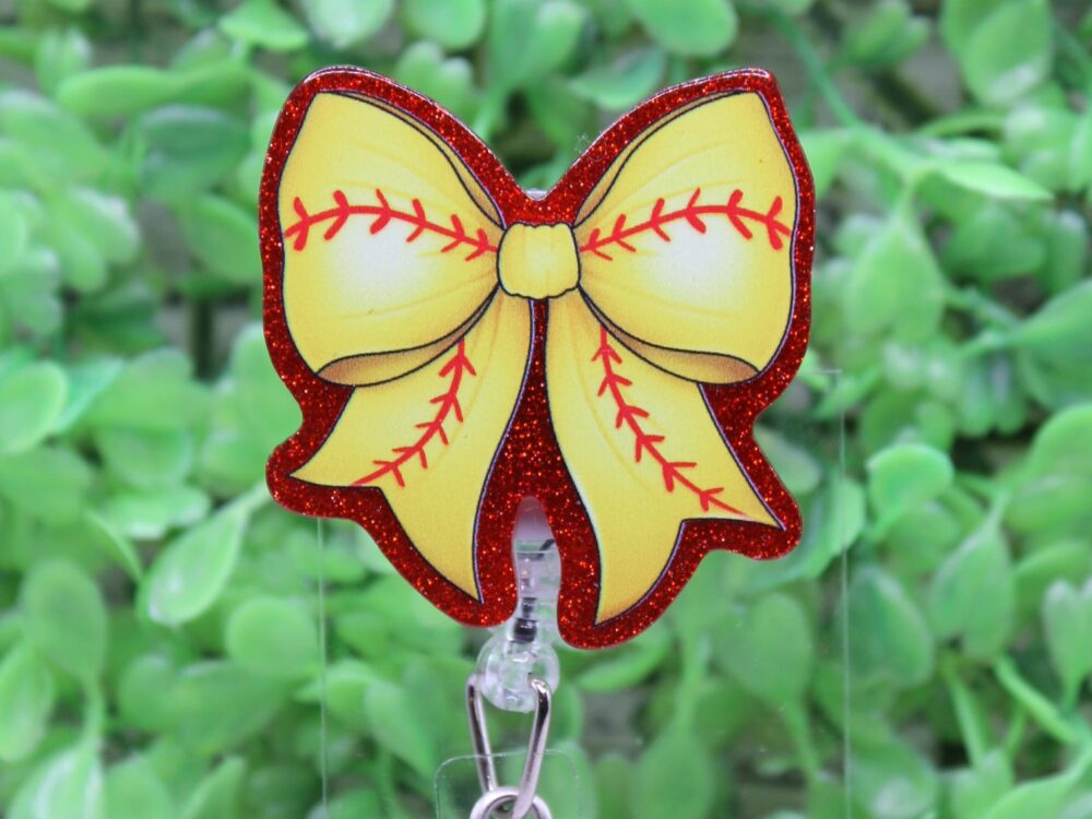 Softball Bow Badge Reel