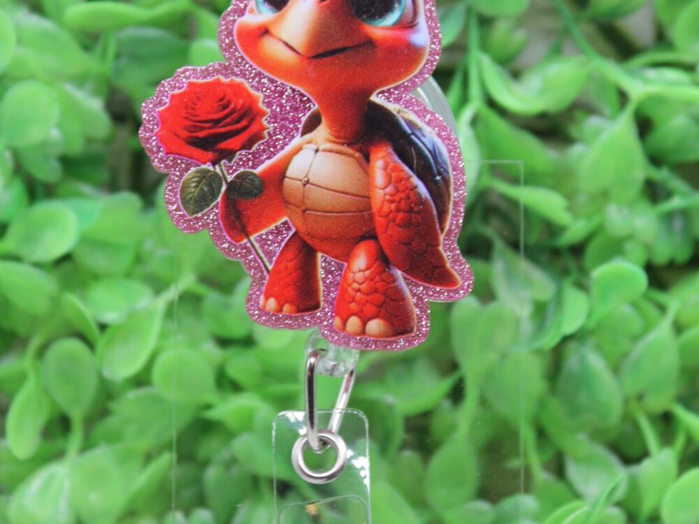 Turtle with Rose Badge Reel