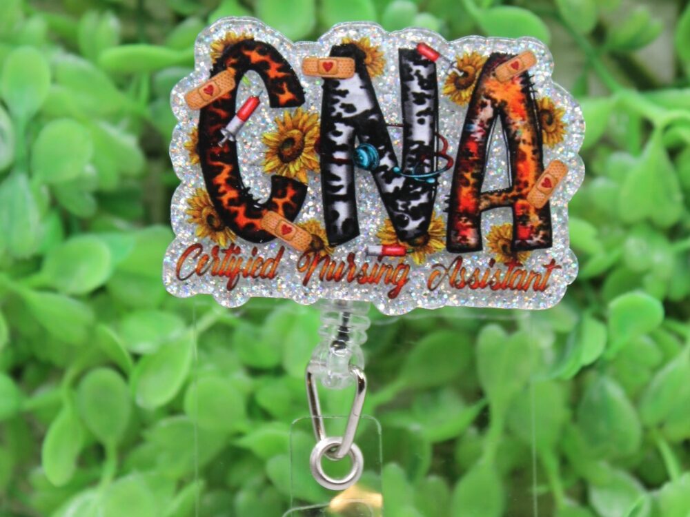CNA Sunflowers & Cow Print Badge Reel