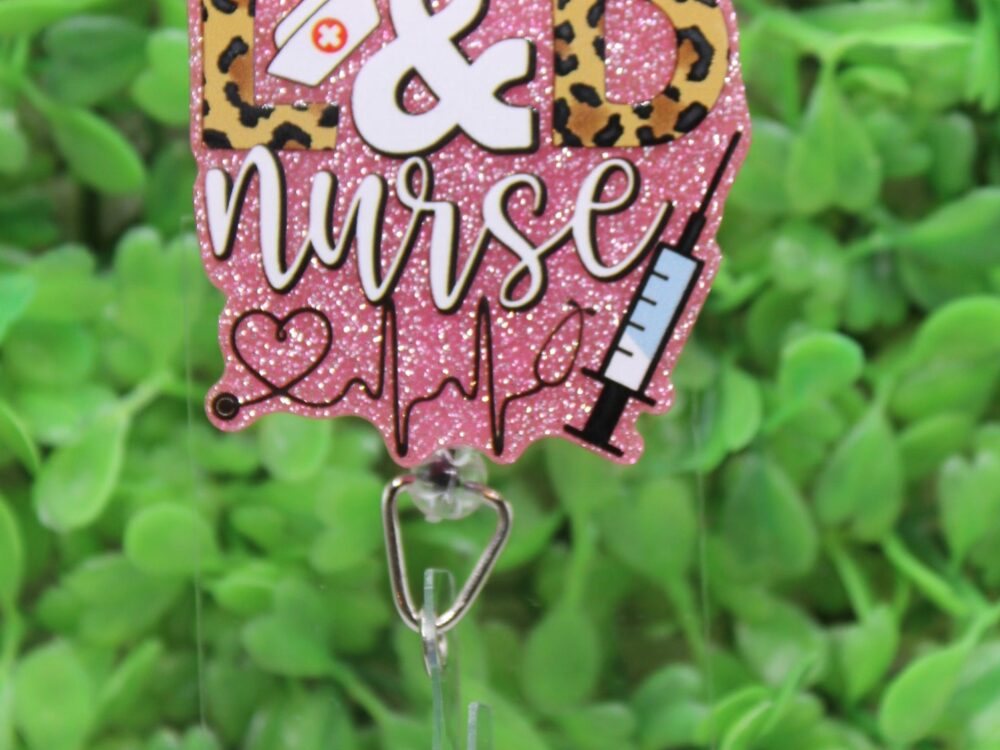L&D Nurse Pink Glitter Badge Reel