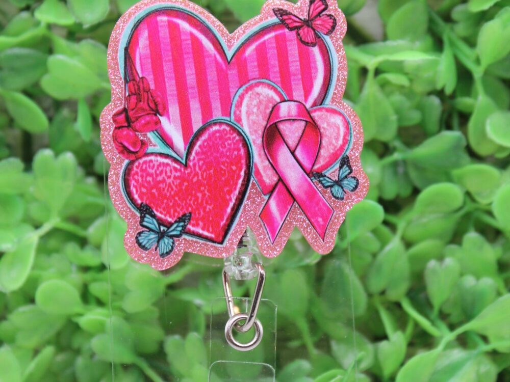 Heart Trio Breast Cancer Awareness Badge Reel