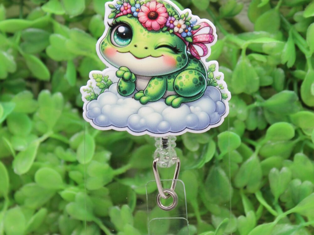 Floral Crown Frog on a Cloud Badge Reel