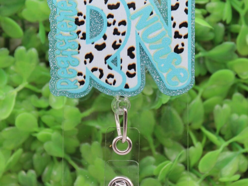 RN Blue & White Leopard Badge Reel