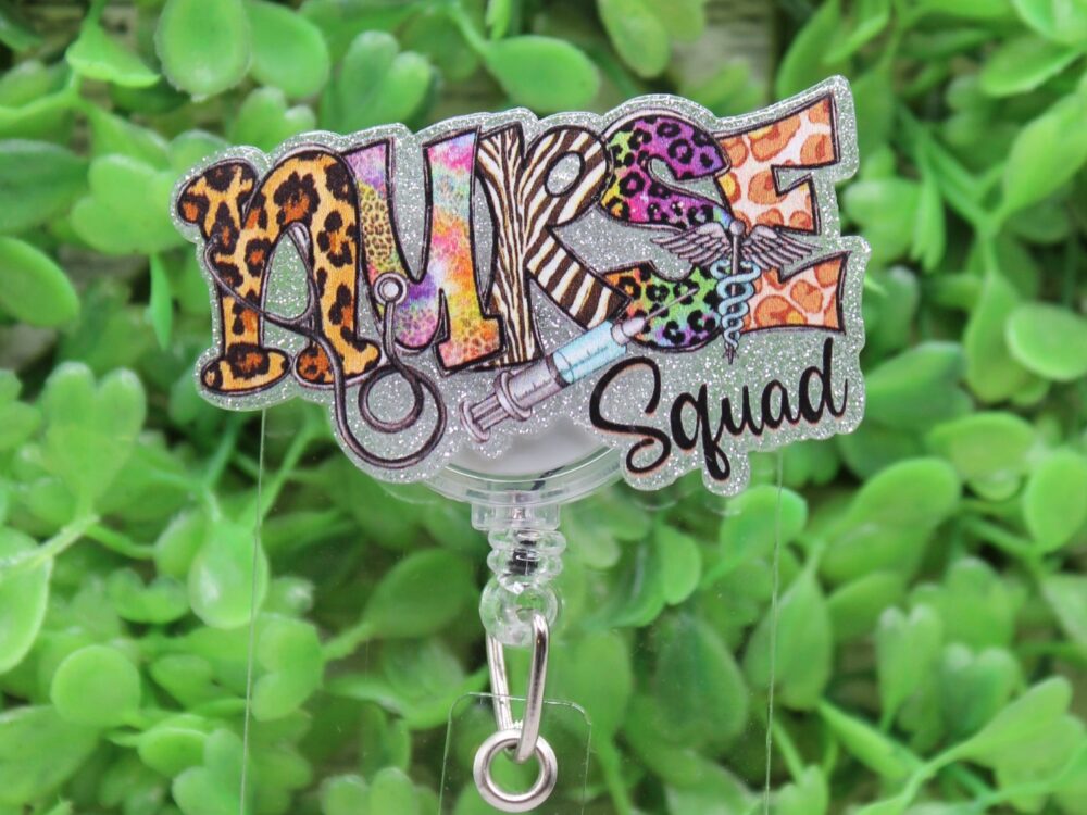NURSE Squad Animal Print Badge Reel
