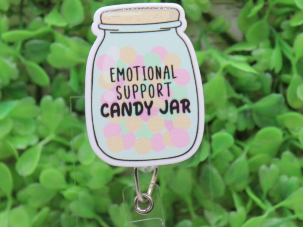 Emotional Support Candy Jar Badge Reel