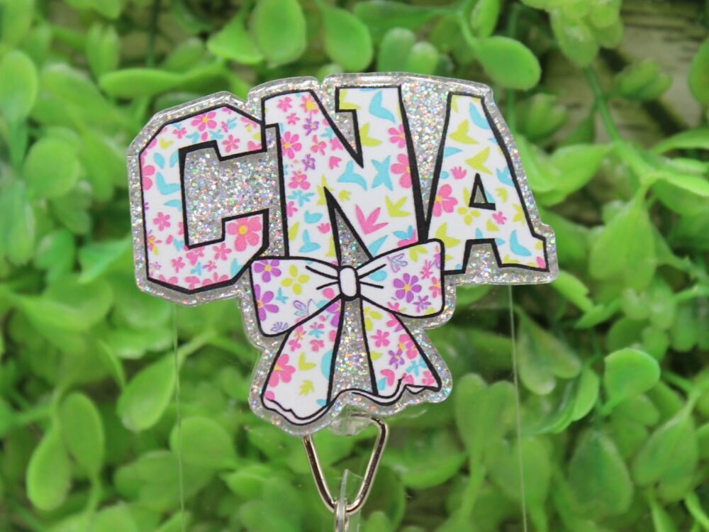CNA Colorful Floral Bow Badge Reel