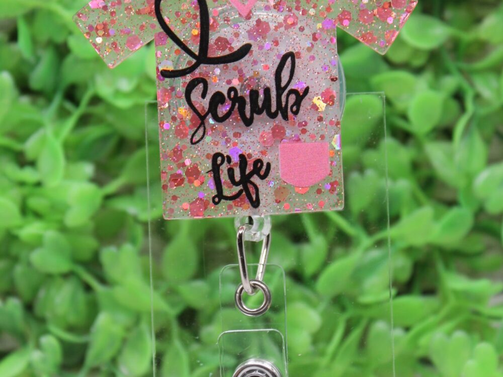 Scrub Life Lt Pink Confetti Badge Reel
