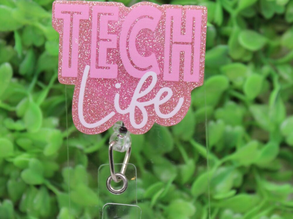 TECH Life Pink Glitter Badge Reel