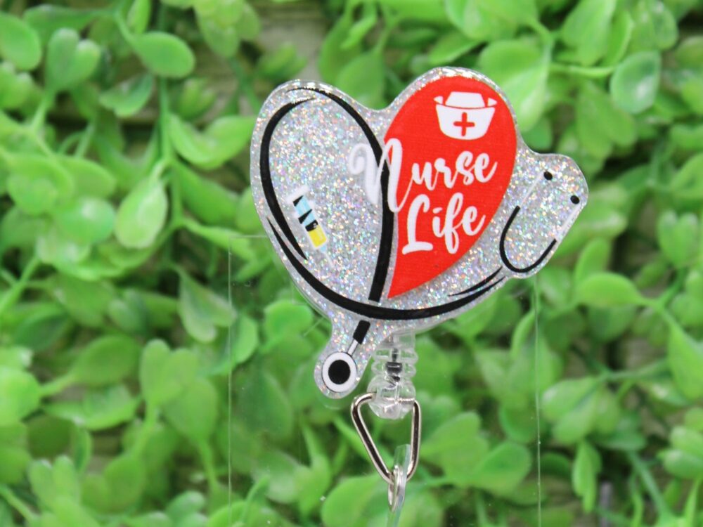 Nurse Life Heart Stethoscope Badge Reel