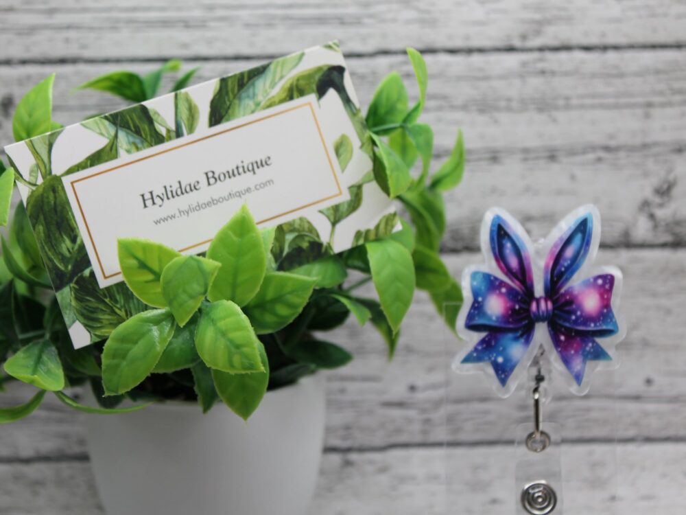 Galaxy Easter Bunny Ears Bow Badge Reel