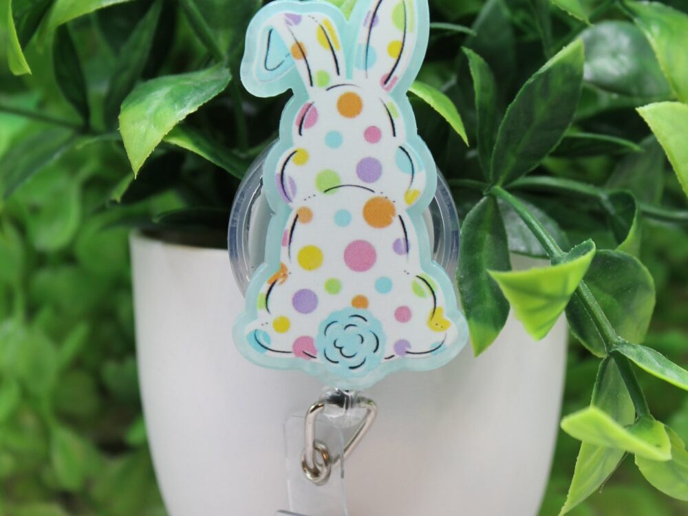 Pastel Polka Dot Easter Bunny Badge Reel