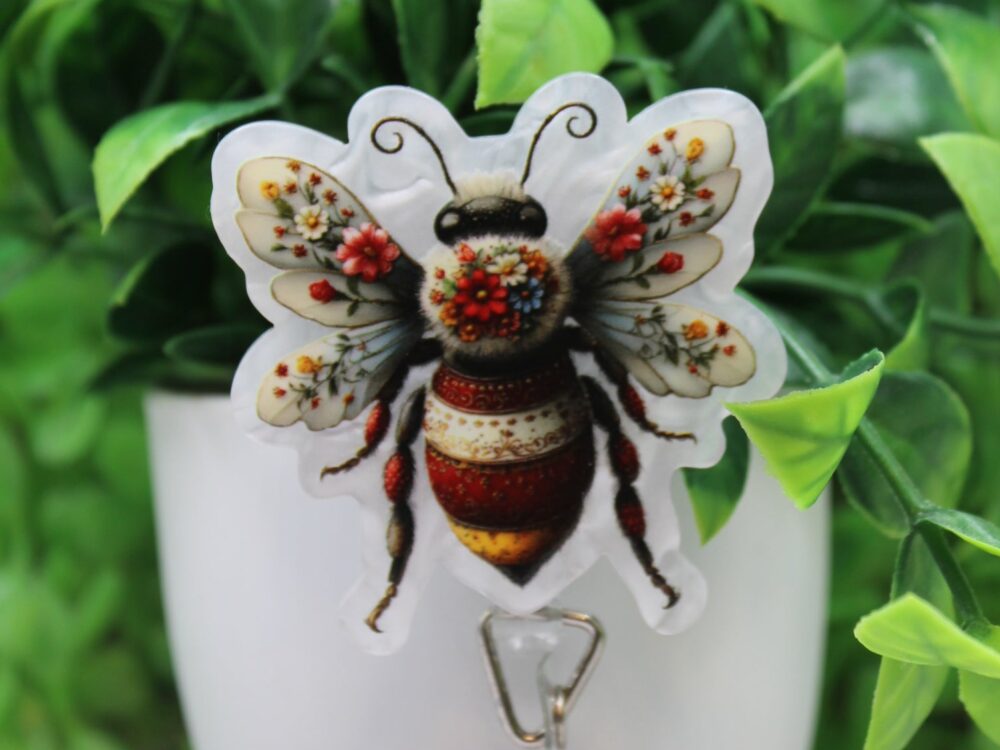 Floral Bee Badge Reel