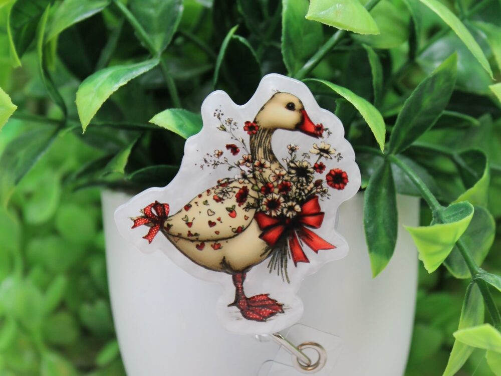 Floral Goose Badge Reel