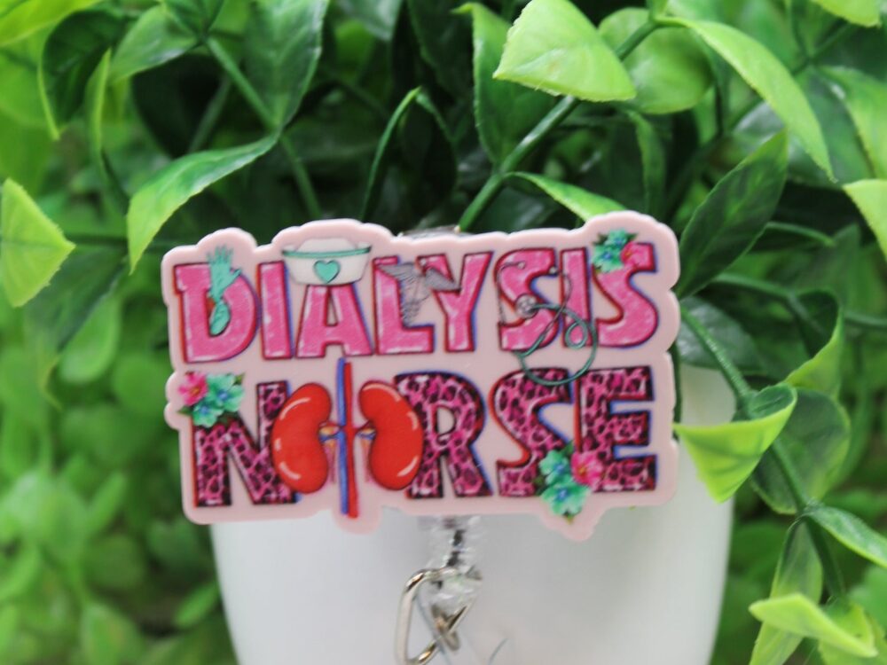 Dialysis Nurse Pink Badge Reel
