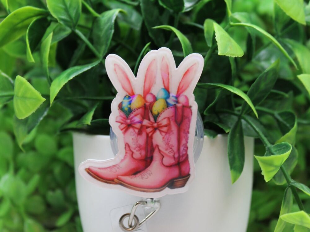 Easter Western Boots Badge Reel