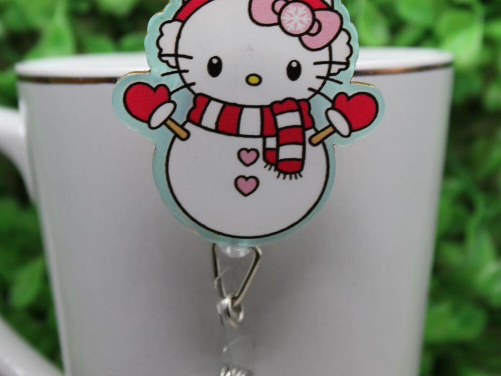 Snowman Cat Badge/ID Holder Reel
