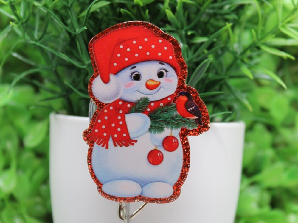 Snowman and Bird Badge/ID Holder Reel
