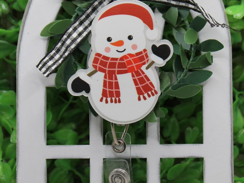 Waving Snowman Badge/ID Holder Reel