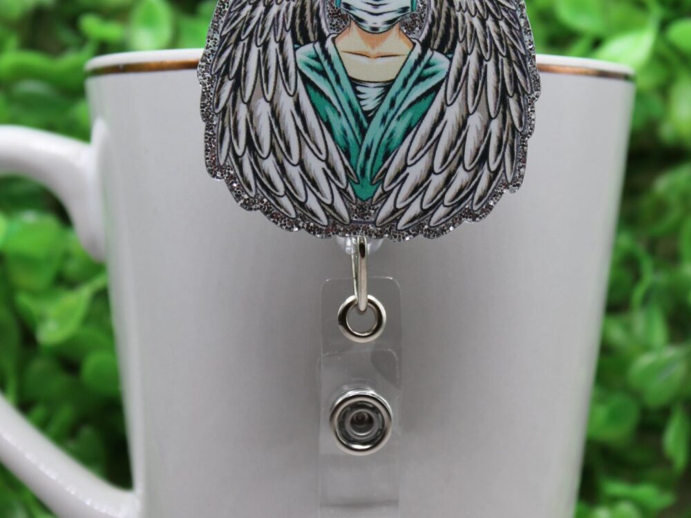 Nurse with Wings Badge/ID Holder with Alligator Clip