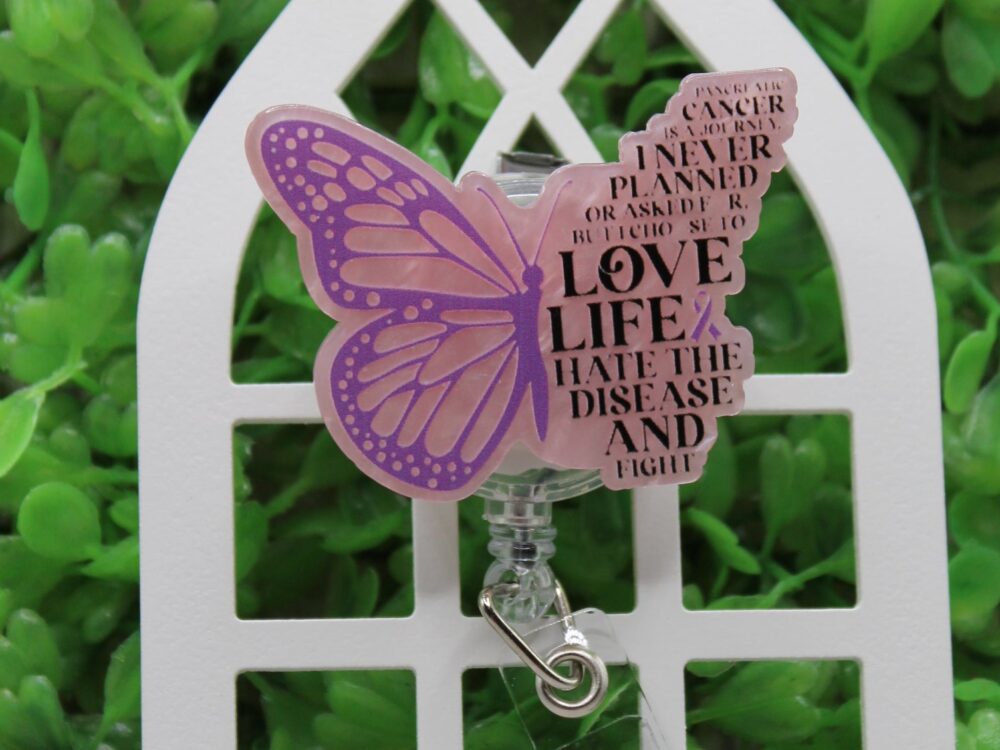 Pancreatic Cancer Butterfly â€¢ Badge/ID Holder with Alligator Clip
