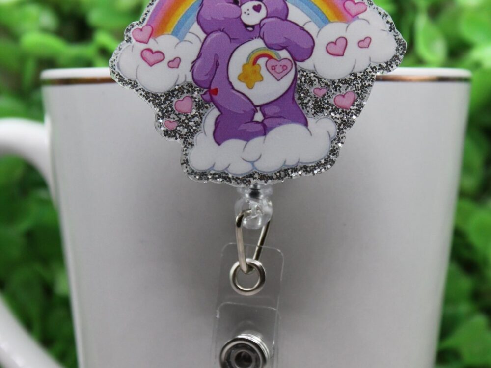 Purple Rainbow Bear Badge/ID Holder Reel