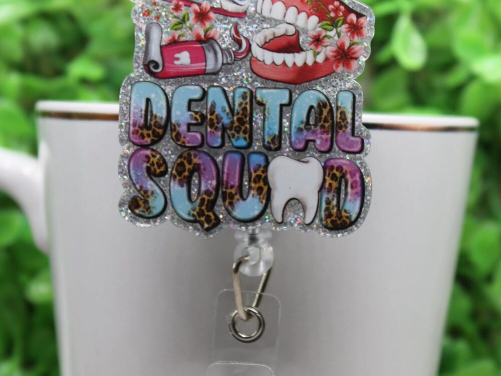 Dental Squad Floral Badge/ID Holder Reel