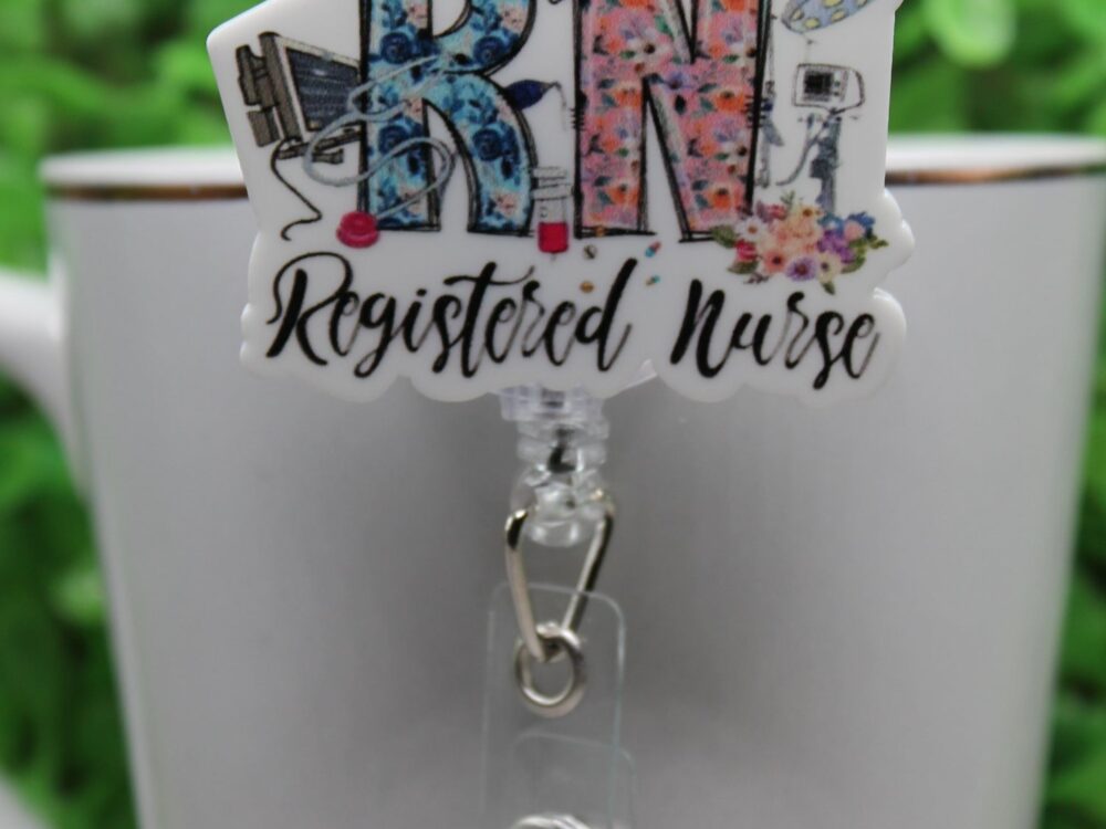 RN Pink & Blue Floral Badge/ID Holder Reel