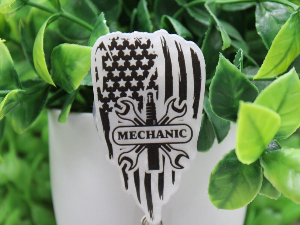 Mechanic Flag Badge/ID Holder Reel
