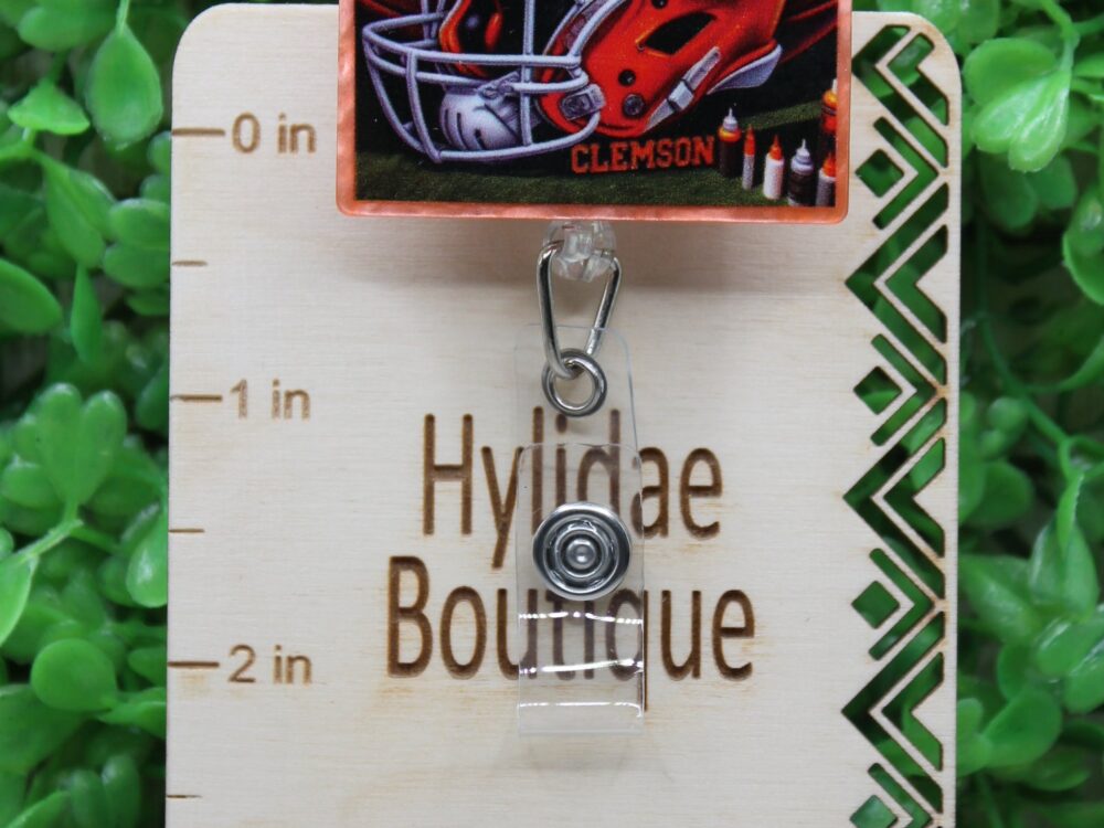 Clemson Tigers Football Helmet Badge/ID Holder Reel