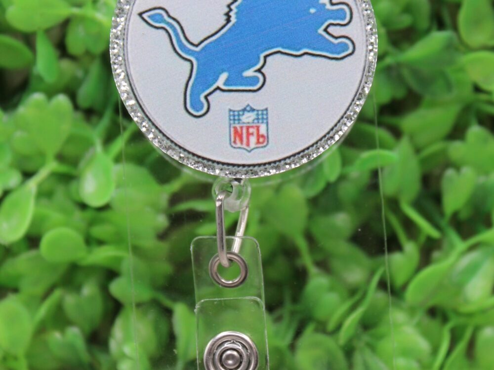 Detroit Lions Glitter Circle Badge/ID Holder Reel
