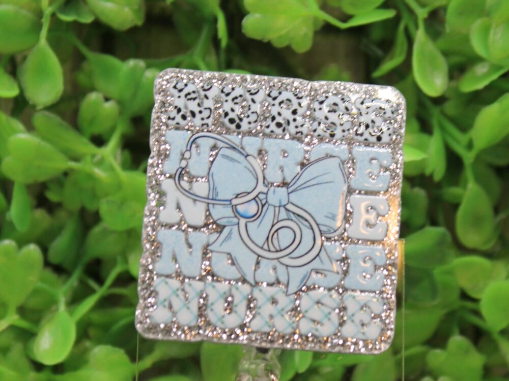 NURSE Repeat Blue & Silver Badge/ID Holder Reel