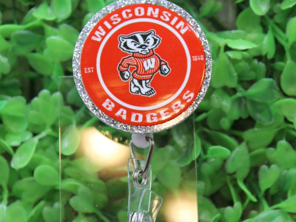 WI Badgers Circle Badge/ID Holder Reel