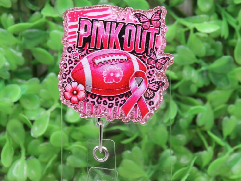 PINK OUT Breast Cancer Badge/ID Holder Reel