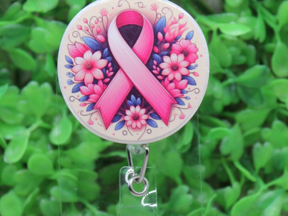 Breast Cancer Awareness Circle Badge/ID Holder Reel