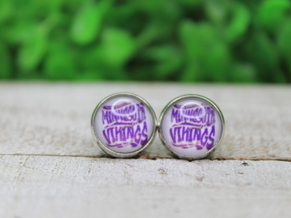 Minnesota Vikings Glass Stud Earings