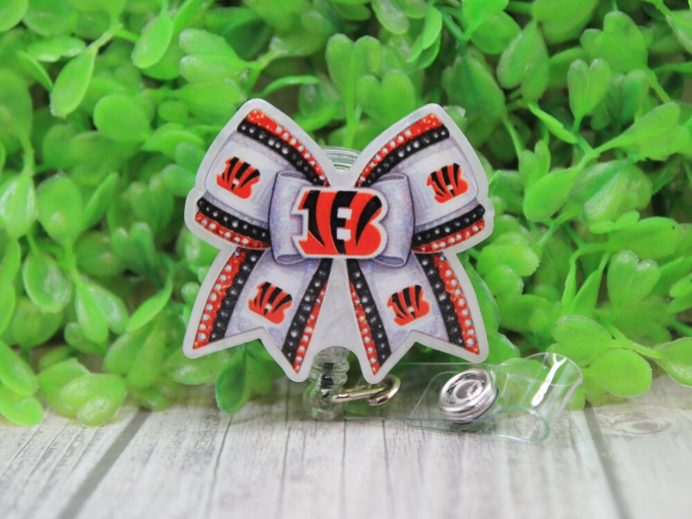 Bengals Football Bow Badge/ID Holder Reel