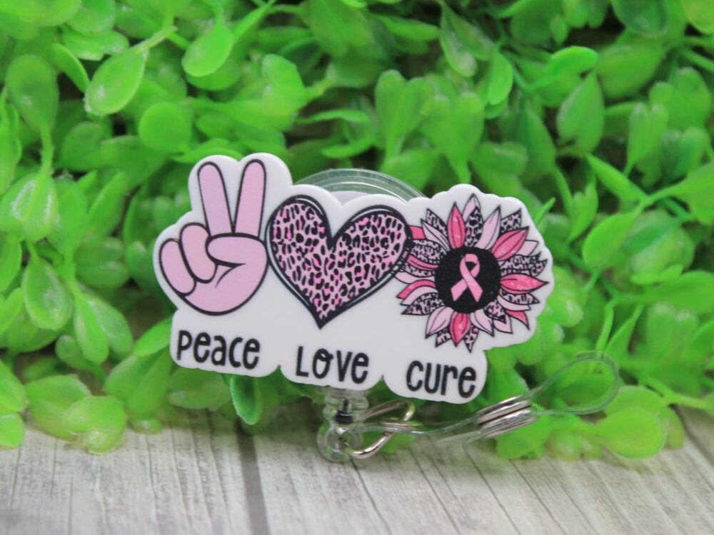 Peace Love Cure Badge/ID Holder Reel