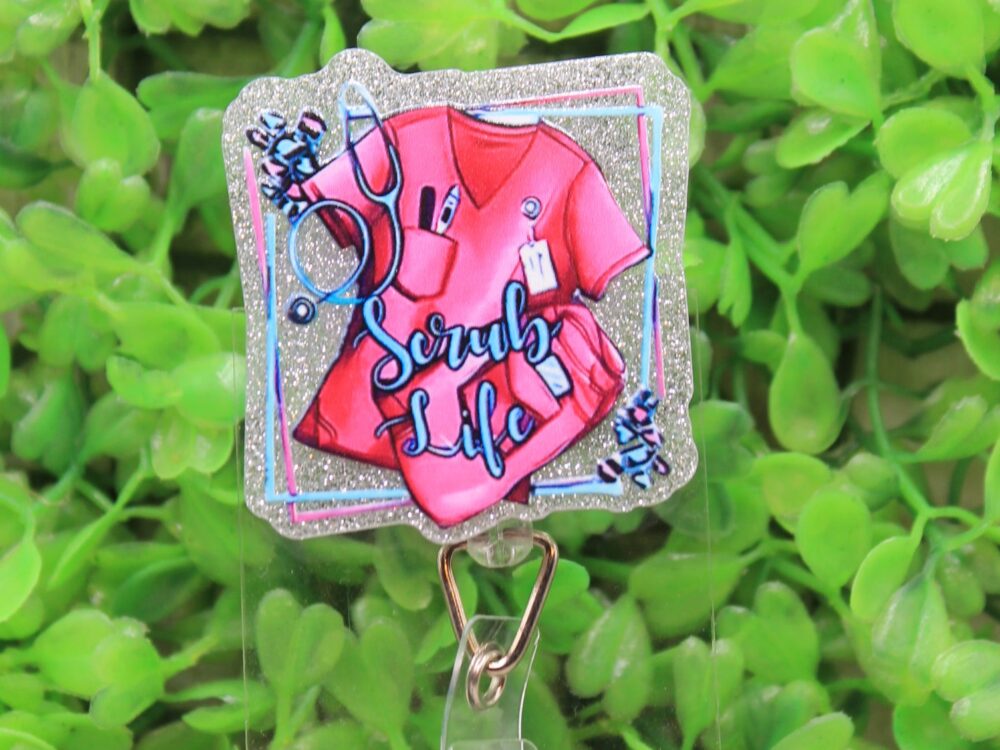 Scrub Life Pink Badge/ID Holder Reel