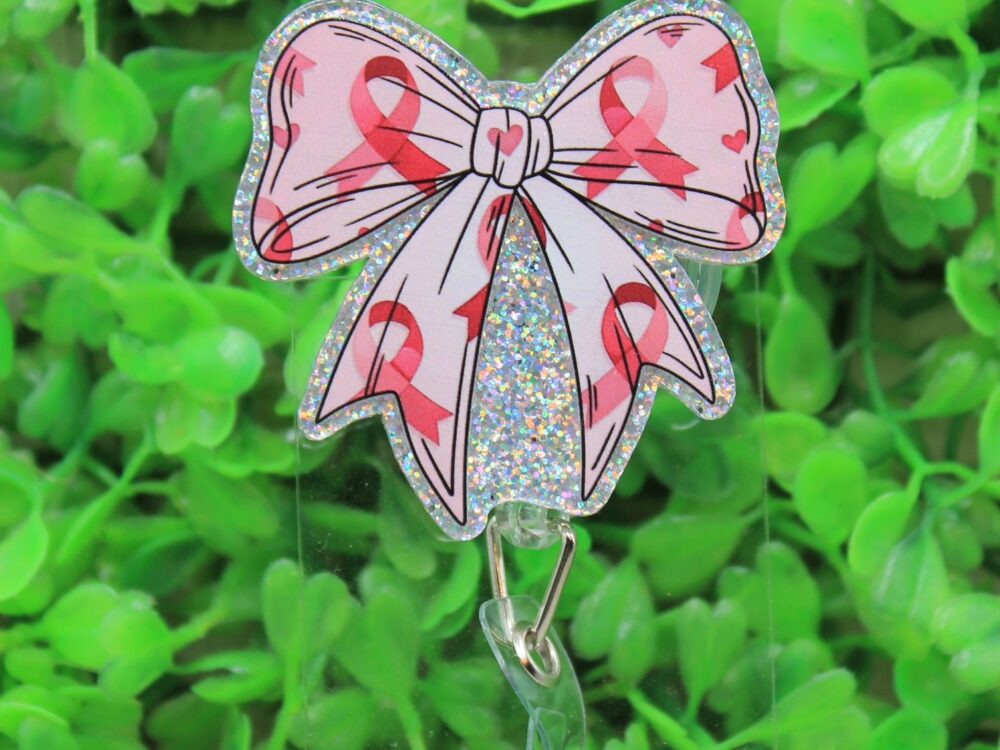 Breast Cancer Awareness Bow Badge/ID Holder Reel